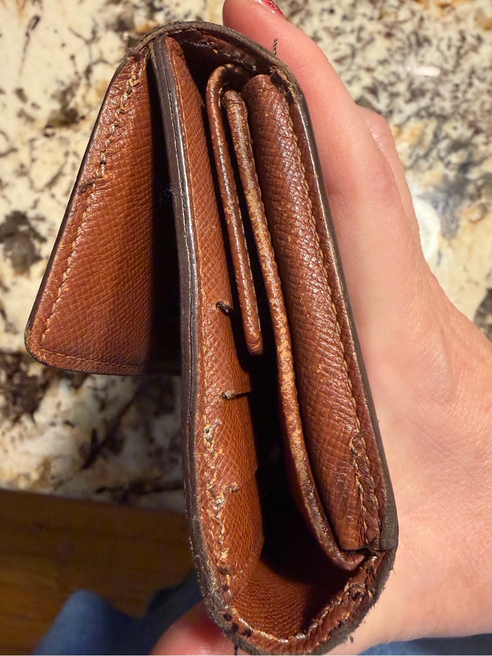 Louis Vuitton LV Authentic Brown Monogram Continental Wallet Gold Vintage - Picture 4 of 8